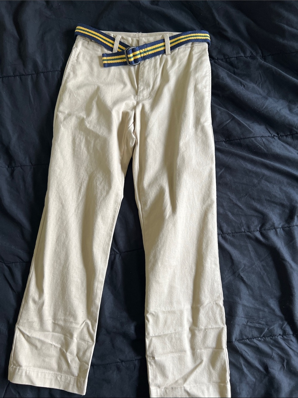 Polo by Ralph Lauren Cream Chinos with Navy & Yellow Striped Belt